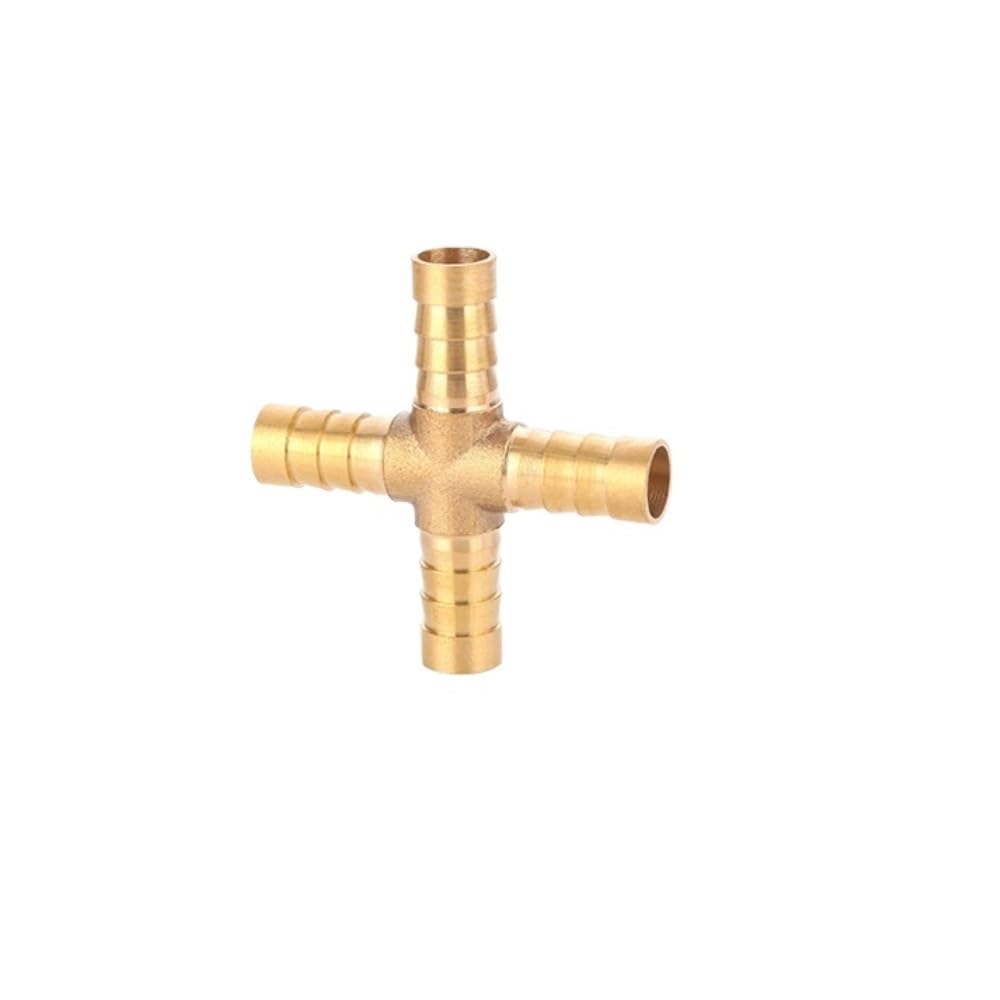 Hose Barb Adapter Cross 4 Way Barbed Pipe Fitting Coupler Adapter, Crossed Pagoda 4-Way Divider, Water Fuel Air Line Fittings(10mm)