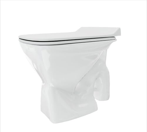 Image of Ceromax Ceramic Floor Mounted EWC Combo with Seat Cover (PP) - P Trap Commode 52 X 36 X 40 cm (White Glossy Finish) for Bathrooms (P Trap)