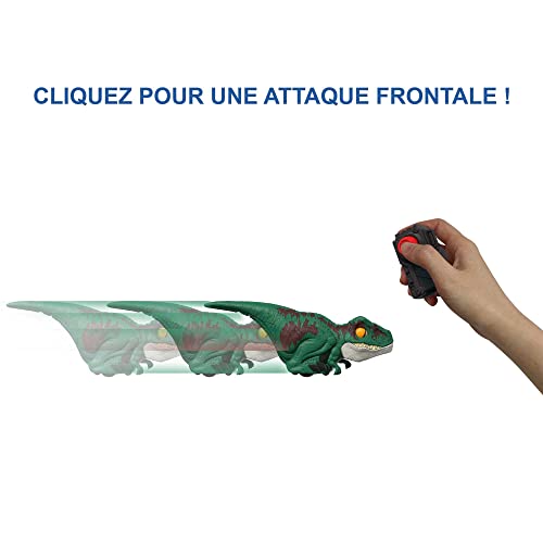 Jurassic World Figurine stylisée de Vélociraptor vert avec un clicker de contrôle pour bouger et émettre des sons, à Collectionner, Jouet Enfant, Dès 4 ans, GYN41