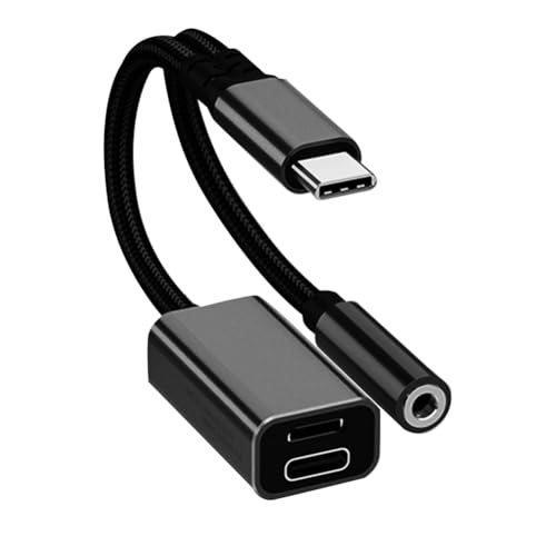 Wsikafxn 3in1 USB C ���� 3.5mm/Type-C/IOS Aux �I�[�f�B�I �A�_�v�^�[ PD �}���[�d �w�b�h�t�H�� �R���o�[�^�[ �u���b�N