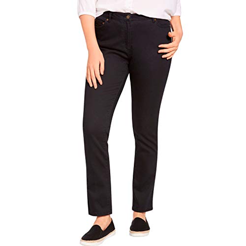 Woman Within Plus Size Stretch-Denim Slim-Leg Five-Pocket Jeans - 12 W, Black Denim