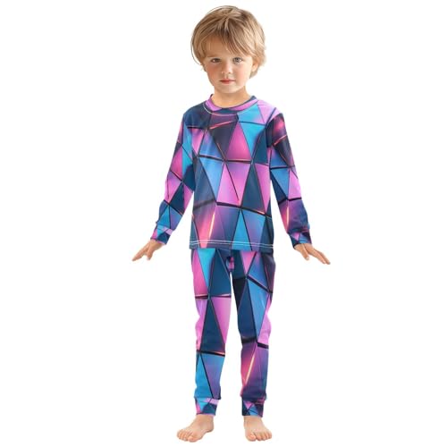 Pajama Sets Long Sleeve Triangular Architectural Soft Comfy Sleepwear 2 Piece PJS 3-8T2