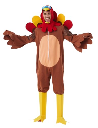 Ahititi Turkey Costume Thanksgiving Outfit Adult Women Men 4Pcs Animal Onesie Cosplay Party Halloween Plus Size Funny Run Suit