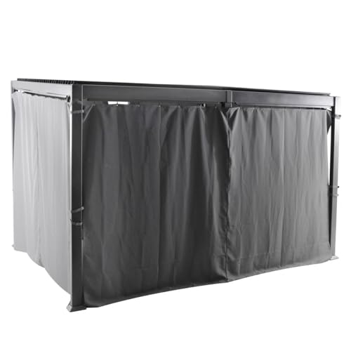 Hespéride - Kit 6 Rideaux Ardoise pour Pergola Avila 4x3 m - Polyester Déperlant, Opaque, Vendu sans Structure - pour Fermer Tonnelle, Jardin