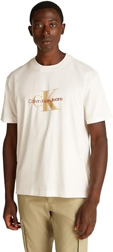 Calvin Klein Camiseta de manga corta Hombre Monologo Shift Tee de algodón, Beige (Tofu), L