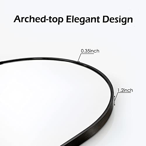 Image of HARRITPURE Wall Mounted Mirror Arch Mirror for Bathroom,Vanity Mirror Aluminum Alloy Metal Frame Home Decor for Bathroom Bedroom Living Room Entryway (Black-2Pcs, 24 inch*36 inch)