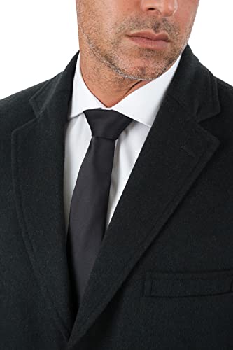Image of THE SUIT DEPOT Mens Single Breasted Wool Cashmere Full Length Overcoat