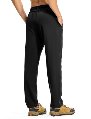 Rdruko Wanderhose Herren Outdoorhose Lang Sporthose Jogginghose Leicht Trainingshose Trekkinghose Sommer Freizeithose Stretch Männer-Schwarz XL