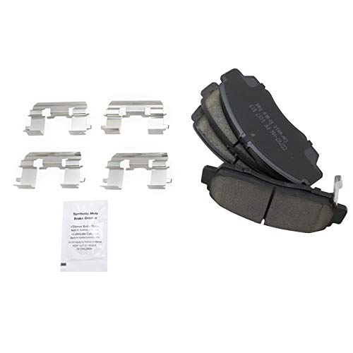 Image of TRQ Performance Front Brake Pad and Rotor Set Ceramic Slotted Drilled Coated Calipers Compatible with 2004-2008 Acura TL 2004-2008 TSX 2003-2007 Honda Accord