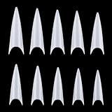 YIMART 500pcs Acrylic Medium Long Stiletto Nail Tips Easy Coffin Nails Sharp False Nail Art Tips For Nails Salon (White)