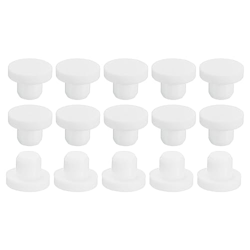 sourcing map Silicone Rubber Solid Plug Soft Flexible Stopper for 10-11mm Hole White 15 Pieces