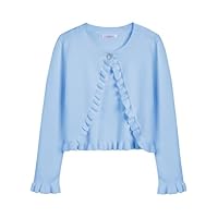Arshiner Cardigan Basique pour Fille avec Volants et boléro Court élégant pour Robe de Communion, Robe de baptême Reines Bleu 150