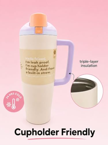 Image of HomeCloud 1200ML Stainless Steel Water Bottle - Double-Wall Vacuum Insulated, Leakproof Straw Lid, BPA-Free Reusable Travel Flask with Two-Way Spout for Gym, Office & Outdoor Use (H Beige)