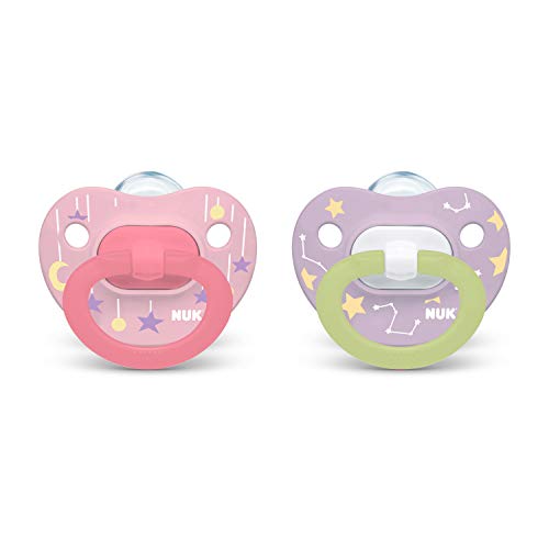Image of NUK Glow-in-The-Dark Orthodontic Pacifiers, Zebra, 0-6 Month (Pack of 2)