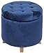 CLP Tabouret Pouf Marsa en Tissu Ou Velours I Tabouret Coffre Style Chesterfield avec Espace De Rangement I Pouf Repose-Pieds, Couleur:Bleu, matière:Velours