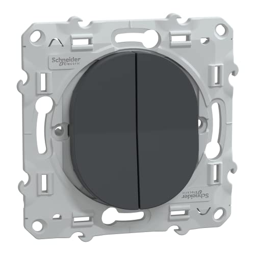 Double poussoir fermeture Ovalis Schneider Electric 10AX Anthracite S340216