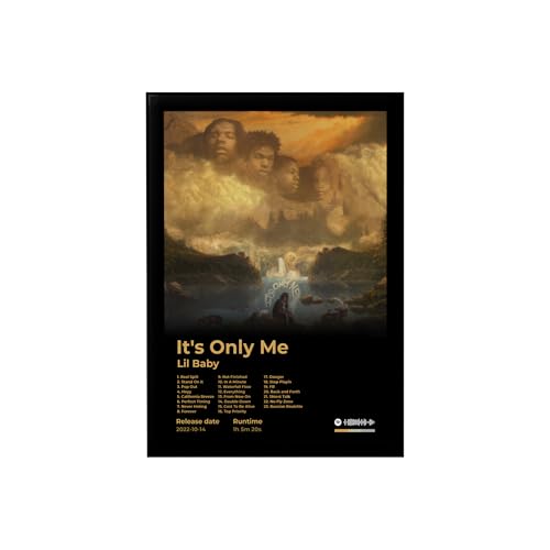 Image of BLINKART lil baby - It's Only Me Wall Photo Frames | Wall Art for Bedroom, Living Room, Studio or Office | Album Cover Print with Spotify Song Link QR Code | Gift for Fans - 8x12 In