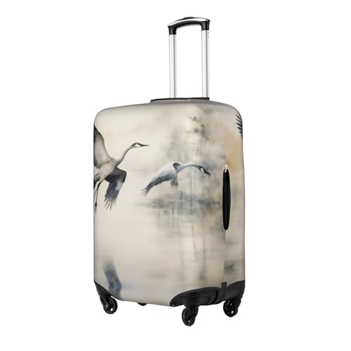Two Japanese Cranes Flying Suitcase Covers, Luggage Protectors Fits Four Sizes Suitcase For Travel2