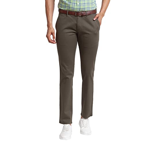 Image of Parx Men's Cotton Blend Solid Pattern Low Rise Tapered Fit Flat Front Casual Trouser
