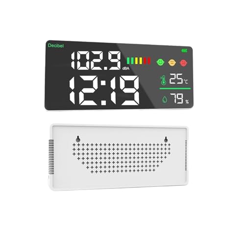 騒音測定器 デジタルデシベル騒音計 温度計 湿度計 検出器 屋内壁掛けテスター