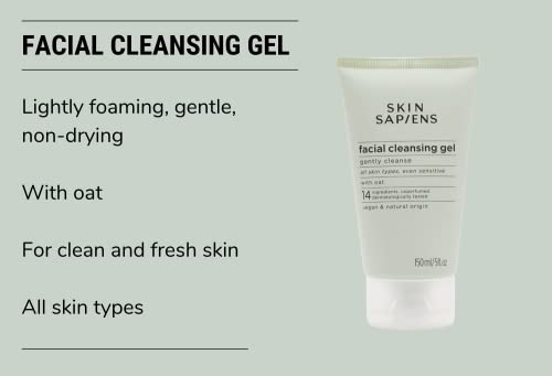 Skin Sapiens Gentle Facial Cleansing Gel With Oat, Unscented Natural Face Wash, For All Skin Types, For Men And Women, Oil Free, Vegan, Cruelty Free, 5 Fl Oz. #TOP5