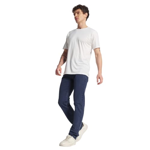 Image of Cotton Comfort Fit Jeans for Men | Full-Length Solid Denim Pants with Button Closure, Embroidered Design, Mid-Rise Casual Trousers for Daily | Classic Jeans for Office Bottoms (DI-249)