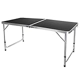 Acan Tradineur - Mesa metálica Plegable, 2 Posiciones de Altura Ajustable, asa de Transporte, Ligera, Playa, Camping (Gris Oscuro, 55/69,5 x 120 x 60 cm)
