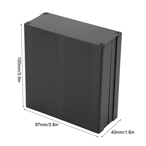 Mattschwarzes Aluminium-Instrumentenkastengehäuse 40 x 97 x 100 mm für gedruckte Leiterplatten Elektronisches Projektgehäuse, Wärmeableitendes