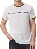 Mega Tshop Men's 100% Cotton Short Sleeve T Shirts Color Block Graphic Tee Moisture Wicking Regular Fit White