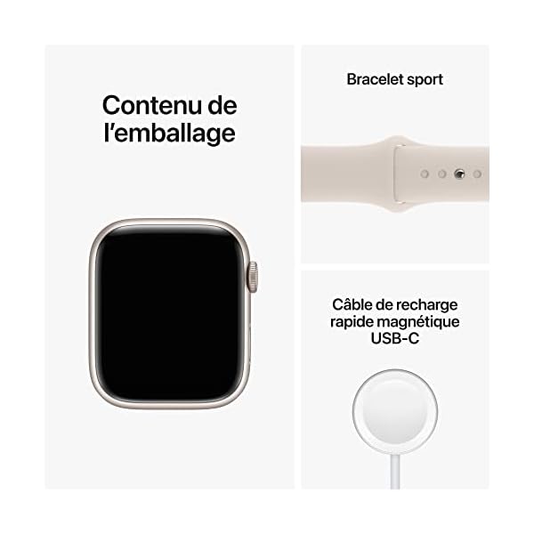 Apple Watch Series 8 [GPS 45mm] Smart Watch w/Starlight Aluminium Case with Starlight Sport Band. Fitness Tracker, Blood Oxygen & ECG Apps, Always-On Retina Display, Water-Resistant - Image 7