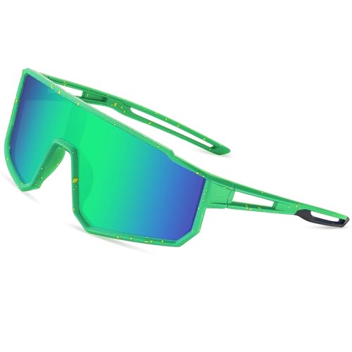 Kursan Kids Polarized Baseball Sunglasses for Boys Girls Youth Sports Goggles UV400 Protection Age 8-14(Green Floral/Blue Green Mirrored)