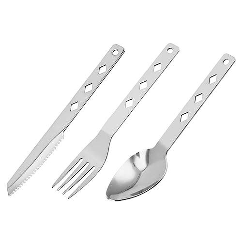 JUMPLAWN 1Set Stainless Steel Cutlery Durable Camping Utensils for Outdoor Activities Portable Fork Spoon for Picnics Barbecues and Road Trips