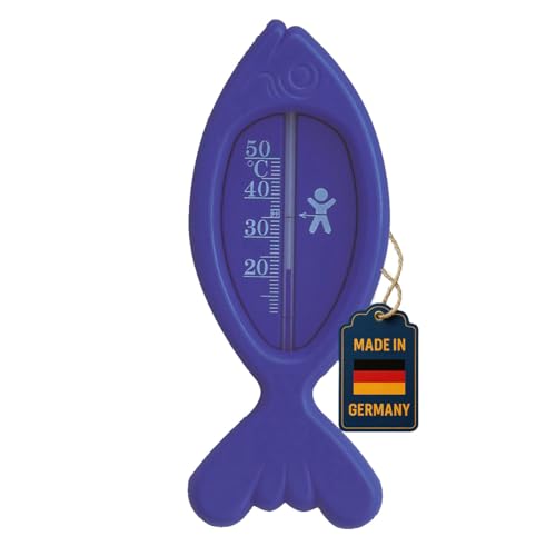 TFA Dostmann FISCH Analoges Badethermometer, 14.3017.06, BPA-frei, mit natürlicher Messflüssigkeit, blau, L59 x B14 x H145 mm