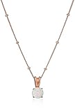 MORGAN & PAIGE .925 Sterling Silver 14K Rose Gold Plated Created Opal Pendant Station Necklaces for Women, Hypoallergenic Sterling Silver Necklace for Women, Dainty Birthstone Jewelry for Her18 inch