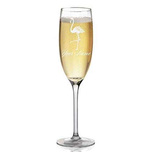Champagne Glass Flamingo Personalized Engraving Included