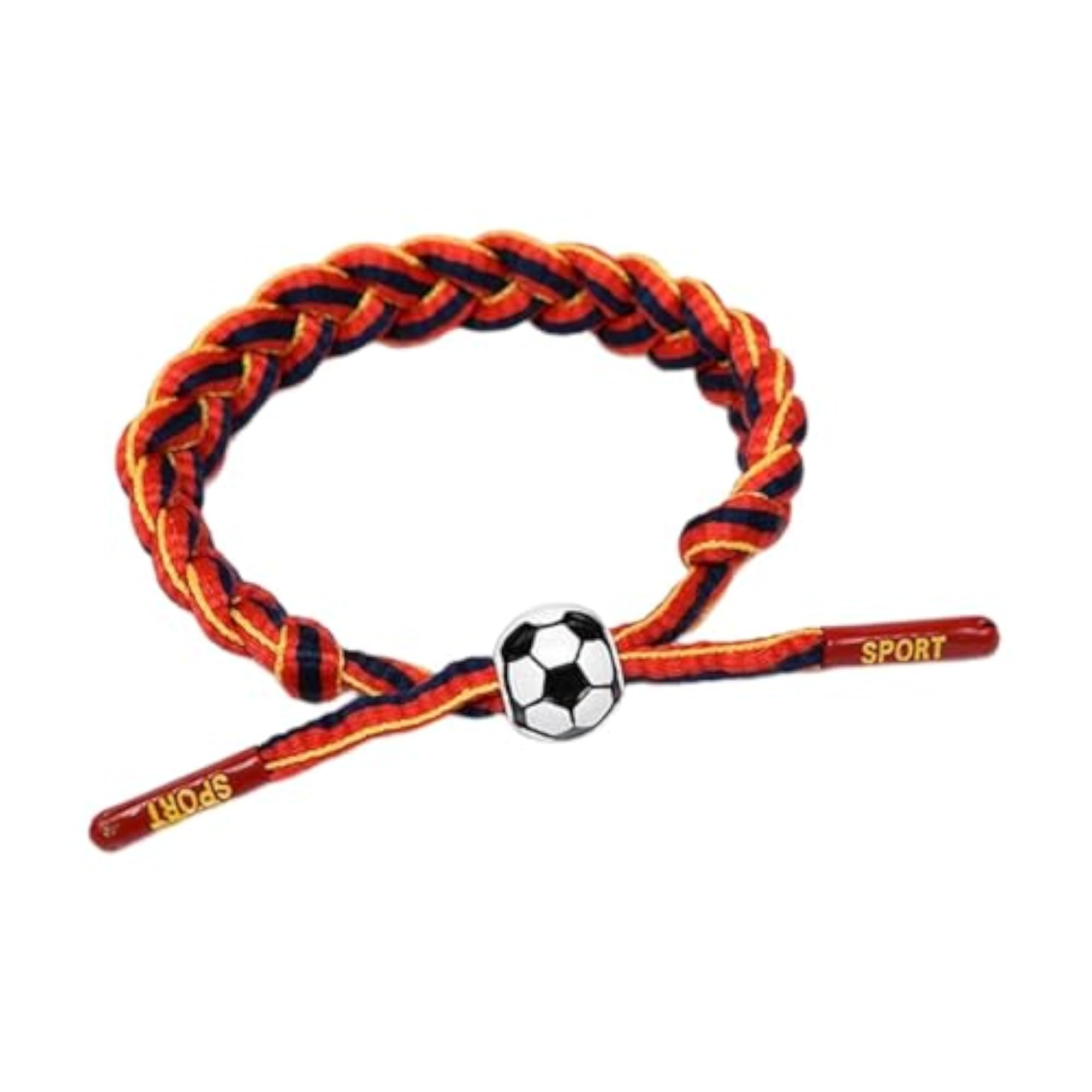 Soccer Team Braided Rope Bracelet, Black & Red