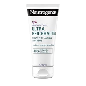 Neutrogena Ultra reichhaltige Fußcreme, nicht fettende Fußpflege Creme mit 40% Glycerin + Bisabolol, schnell einziehende Feuchtigkeitscreme für trockene & beanspruchte Füße (100 ml)
