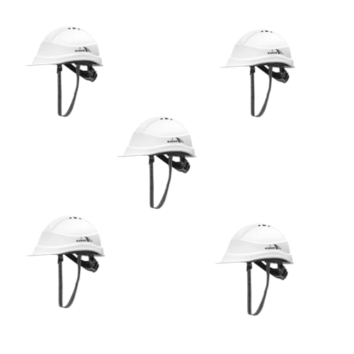 Image of KARAM PN542 Safety Helmet for Men Industrial | Ratchet Type Adjustment with Adjustable Chin Strap | Ventilation & Side Slot for Attachment | EN Certified Hard Hat | Super White (Pack of 5)