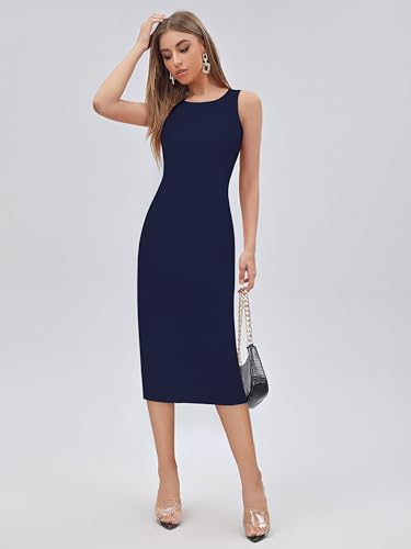 Image of Toochki Women's Spandex Solid Bodycon Western Dress | A line | Winter Dress | Western | | Trendy | Midi Body Hugging