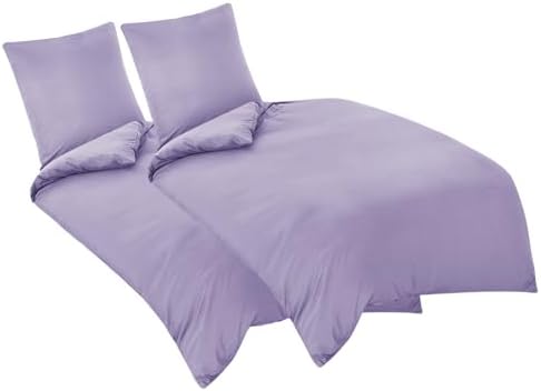 Aisbo Bettwäsche 135x200 4teilig Lila - Mikrofaser Bettwäsche-Sets Lavendel Mauve mit Reißverschluss, ÖKO-TEX Bettbezug 135 x 200 cm 4tlg mit Kissenbezug 80x80 cm, Weich und Bügelf