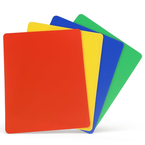 Chopping Board Set, Set of 4 Colourful Flexible Strong Plastic Chopping Boards, BPA-Free Cutting Mats, Non-Porous, Dishwasher Safe (4)