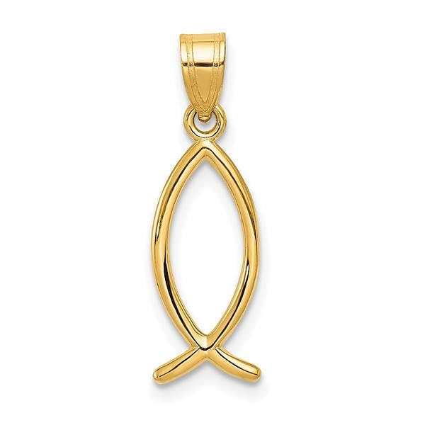 14K Solid Yellow Gold Ichthus Fish Symbol Necklace Religious Chain Pendant Christian Jesus Christ Charm3