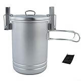Honseadek Pot Plus - Vaporera de 1000 ml para acampar al aire libre, olla de cocina con mango plegable, maniobrable, 1750 ml, acero inoxidable para camping (con bolsa de almacenamiento)