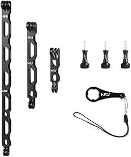 HSU Aluminum Alloy Extension Arm Kit Metal Pole Helmet Mount for Go Pro Hero 11/10/9/8/7/6/5, and other Action Cameras(Black)