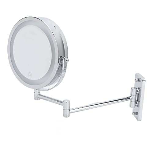 Espelho de maquiagem led, espelho de aumento de ferro com luz de fundo led para banheiro