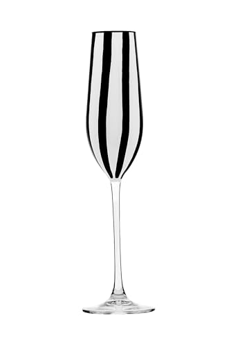 Image of 10 Strawberry Street Black & White Stripe Glassware, Flute, Set of 4