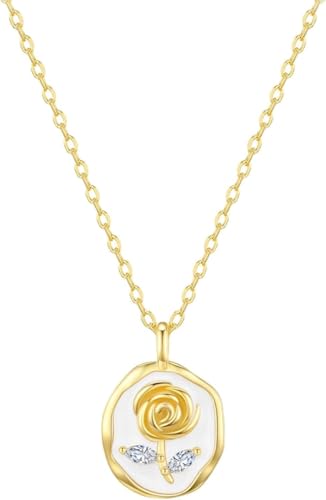 Collier en argent sterling S925 pour femmes collier pendentif camélia doré