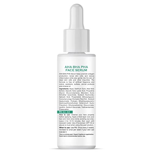 Image of AHA 30% BHA 5% PHA 2% Face Peeling Solution Exfoliating Serum for skin glow, Paraben Free, AHA BHA Peeling Solution for Men & Women Pack of 1