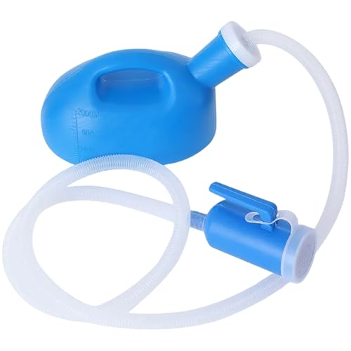 1pc Urinales de chevet pour hommes et femmes, portable 2000 ml de bouteille d'urine unisexe avec tube, urinoir portable à capacité pour les hommes pour la maison de voyage de toilette