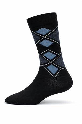 Image of Young Arrow Men's Full Length Crew Socks | 100% Pure Combed Cotton for Men - 168 Needle Premium Knit Argyle Pattern Multicolor Socks for Formal Casual Office Wear